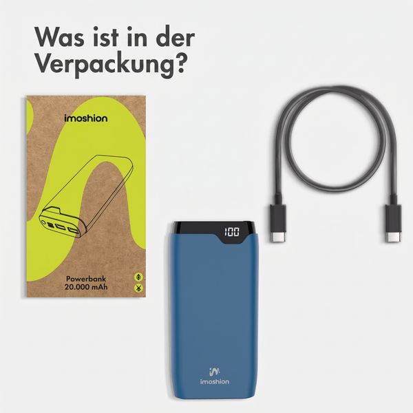 imoshion Powerbank 20.000 mAh - 22,5W Schnellladegerät - USB-C / USB-A - Blau