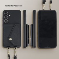 Selencia Sera HandyHülle mit Kordel und Umschlag-Kartenhalter Samsung Galaxy S25 FE - Schwarz