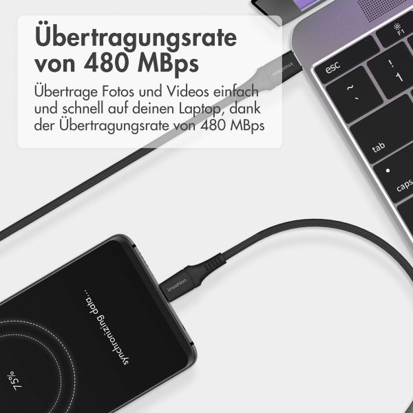 imoshion Braided USB-C-zu-USB-C Kabel - 0,5 Meter - Schwarz