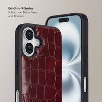 Selencia Nova Croco HandyHülle mit Kordel und Kartenhalter Apple iPhone 16 - Burgundy