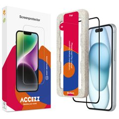 Accezz Vollflächige Schutzfolie aus gehärtetem Glas mit Applikator Apple iPhone 15 Plus