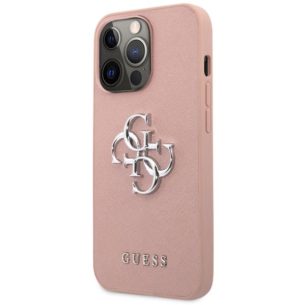 Guess 4G Metal Logo Saffiano Backcover für das iPhone 13 Pro - Rosa