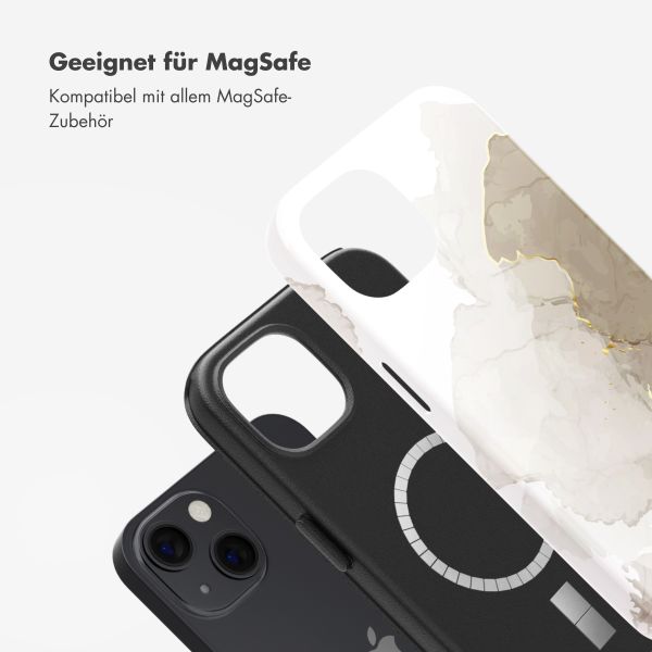 Selencia Vivid Tough Back Cover MagSafe für das iPhone 13 - Marble Light Brown