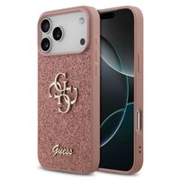 Guess 4G Metal Logo Back Cover mit Glitter Apple iPhone 17 Pro Max - Rosa