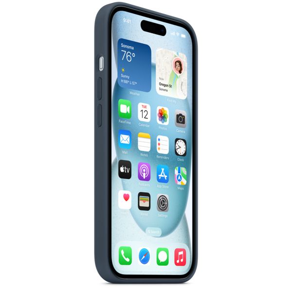 Apple Silikon-Case MagSafe für das Apple iPhone 15 - Storm Blue