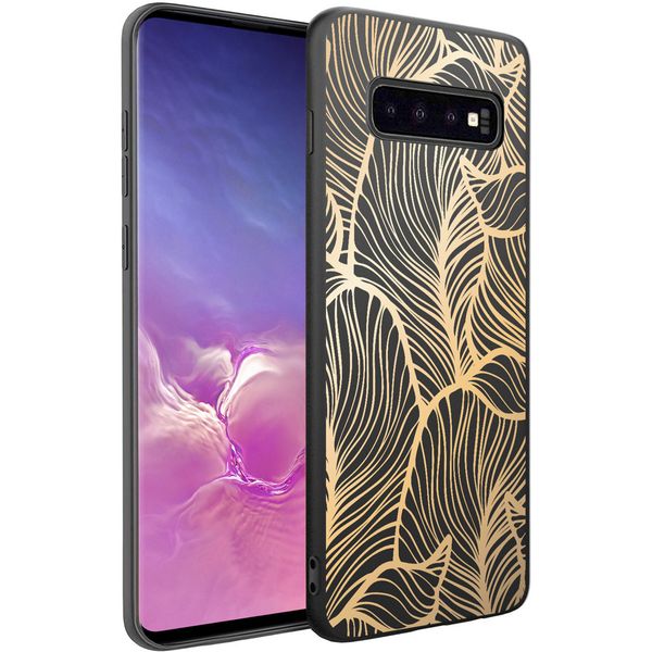 imoshion Design Hülle für das Samsung Galaxy S10 - Blätter / Schwarz