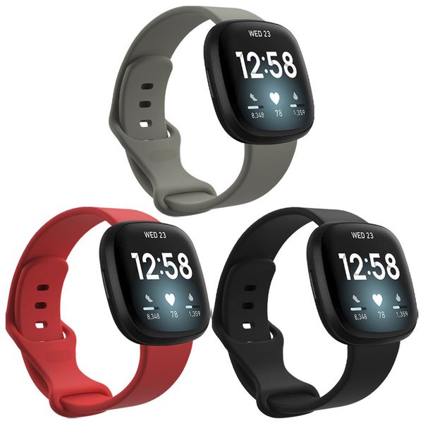 imoshion Silikonband Multipack für die Fitbit Versa 4 / 3 / Sense (2) - Schwarz / Grau / Rot