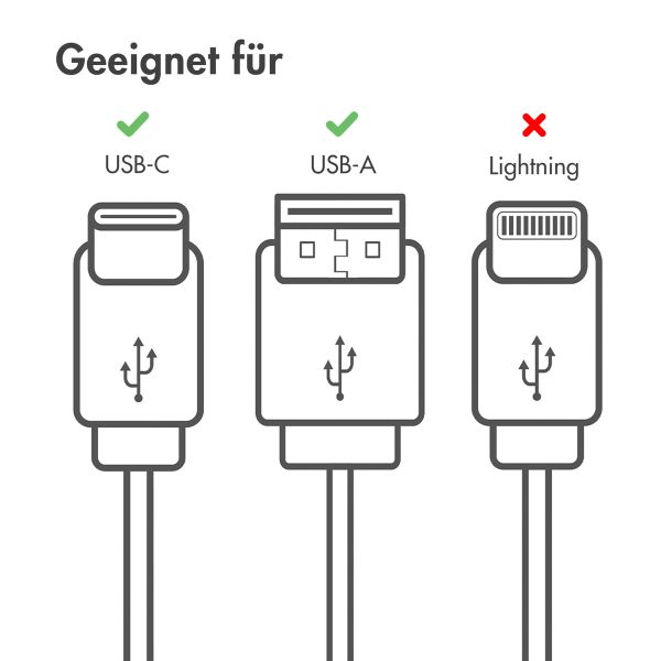 imoshion Braided USB-C-zu-USB-A Kabel - 0,25 Meter - Weiß