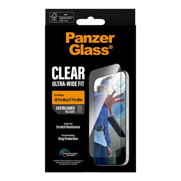 PanzerGlass Ultra-Wide Fit Antibakterieller Displayschutz mit Applikator Apple iPhone 18 Pro Max / 17 Pro Max