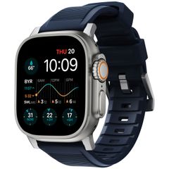 Nomad Robustes Armband FKM für die Apple Watch Series 1 bis 10 / SE / Ultra (2) (44/45/46/49 mm) - Silber/Blau