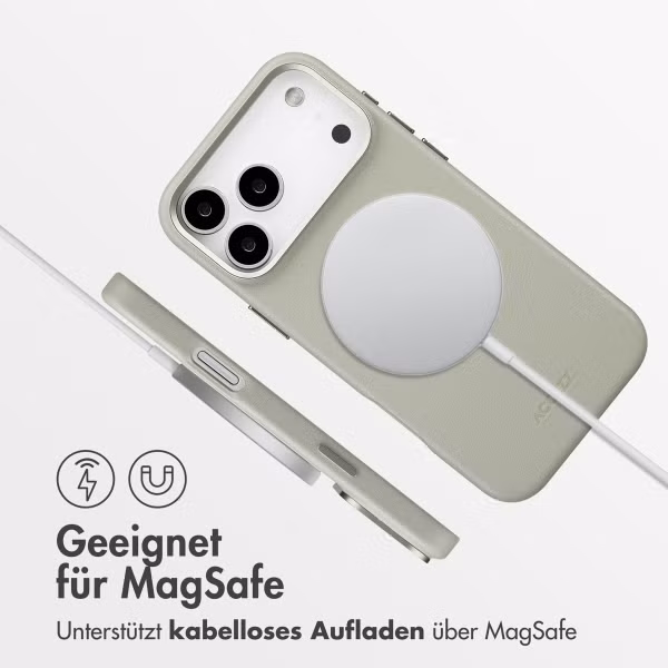 Accezz MagSafe Leather Backcover Apple iPhone 17 Pro Max - Light Grey