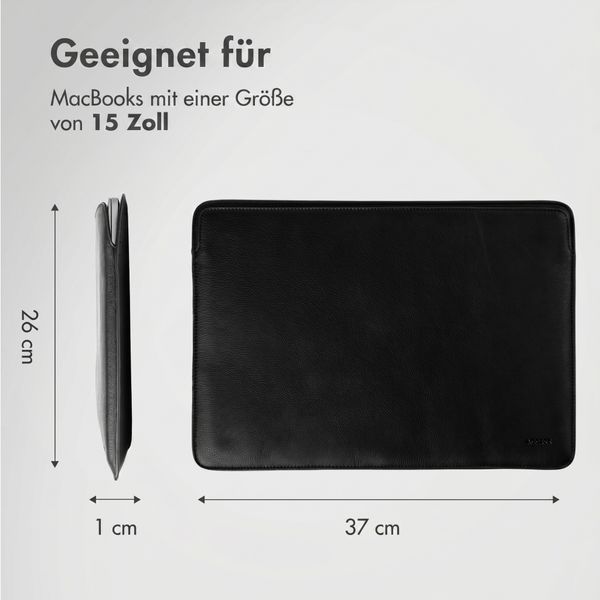 Accezz Leather Laptop Hülle Apple MacBook 15 Zoll - Laptop Sleeve - Schwarz