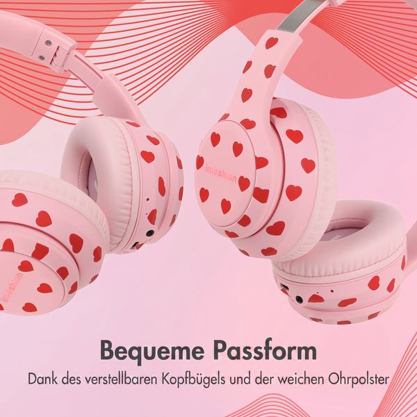 imoshion Kabellose Kinderkopfhörer LED Light - Dezibelbegrenzer - Mit AUX-Kabel - Herzchen