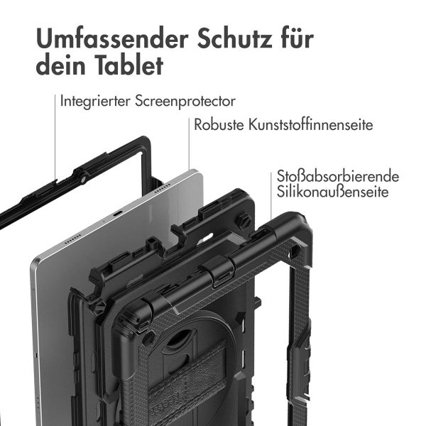 Accezz Robustes Back Cover mit Schultergurt für das Samsung Galaxy Tab A9 Plus - Schwarz