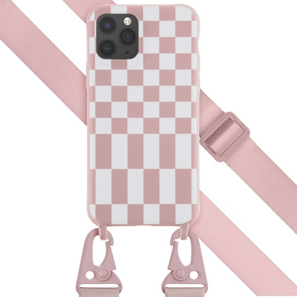 Selencia Silikonhülle design mit abnehmbarem Band für das iPhone 11 Pro - Irregular Check Sand Pink