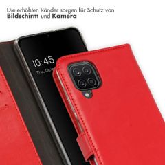 Selencia Echtleder Klapphülle Samsung Galaxy A12 - Rot