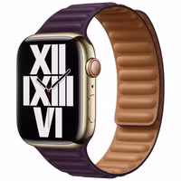 Apple Leather Link Armband für das  Apple Watch Series 1 t/m 9 / SE (38/40/41 mm) | Series 10 / 11 (42 mm) - Größe M/L - Dark Cherry