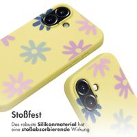 imoshion Silikonhülle design mit Band für das iPhone 16 - Yellow Flower Distance