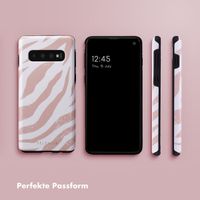 Selencia Vivid Tough Back Cover für das Samsung Galaxy S10 - Colorful Zebra Old Pink