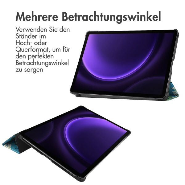 imoshion Design Trifold Klaphülle Samsung Galaxy Tab S9 11.0 Zoll / Tab S10 FE / S9 FE 10.9 Zoll - Green Plant