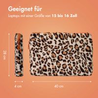 imoshion Fluffy Laptop Hülle 15-16 Zoll - Laptop Sleeve - Leopard Orange