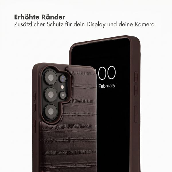 Selencia Nova Echtleder Backcover mit Kartenhalter Samsung Galaxy S26 Ultra - Dark Chocolate