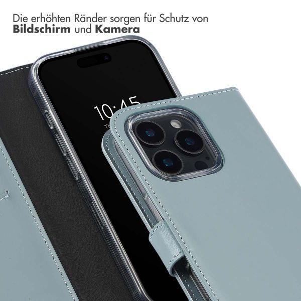 Selencia Echtleder Klapphülle für das iPhone 16 Pro Max - Air Blue