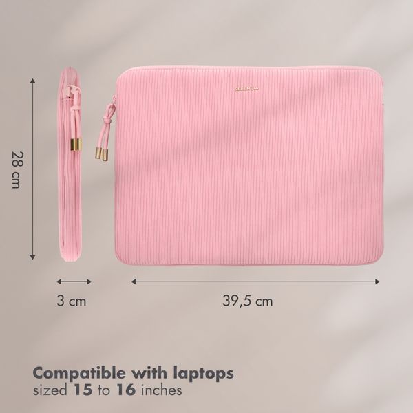 Selencia Cord Laptop Hülle 15-16 Zoll - Laptop Sleeve - Soft Blush