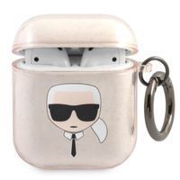 Karl Lagerfeld Karl's Head Silicone Glitter Case für das Apple AirPods 1 / 2 - Gold