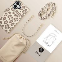 Selencia Sabi Klapphülle mit Leopardenmuster Apple iPhone 16 - Soft Ivory