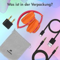 imoshion Kids LED Light Bluetooth-Kopfhörer - Kinderkopfhörer - Kabelloser Köpfhorer mit Dezibelbegrenzer + AUX-Kabel - Hot Pink / Apricot Crush Orange