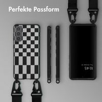 Selencia Silikonhülle design mit abnehmbarem Band für das Samsung Galaxy S21 - Irregular Check Black