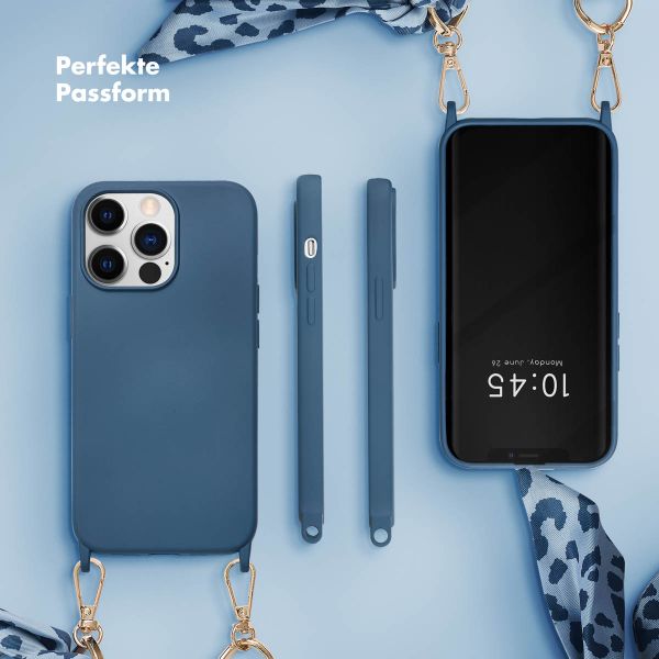Selencia Back Cover mit Luxuriöser Handschlaufe Apple iPhone 13 Pro - Blau