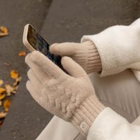 Selencia Touchscreen-Handschuhe mit Woll-Optik - Damen - Größe M - Beige
