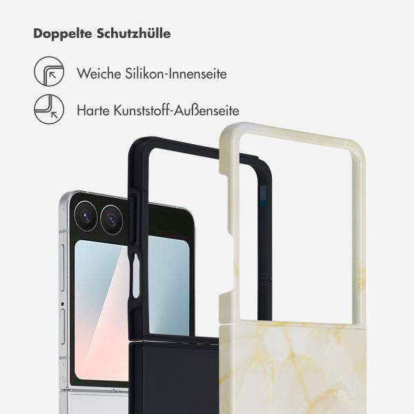 Selencia Vivid Back Cover Samsung Galaxy Z Flip 7 - Golden Beige Marble