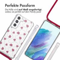 imoshion Design Hülle mit Band Samsung Galaxy S21 FE - Dusty Rose Connected Hearts