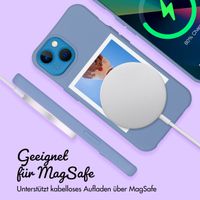 Personalisierte Color Backcover MagSafe mit abtrennbarem Band und Polaroid für iPhone 13 - Ash Blue