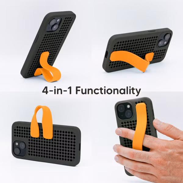 Callbuddy Hülle mit Strap Apple iPhone 17e / 16e / 15 / 14 / 13 - Camo Orange