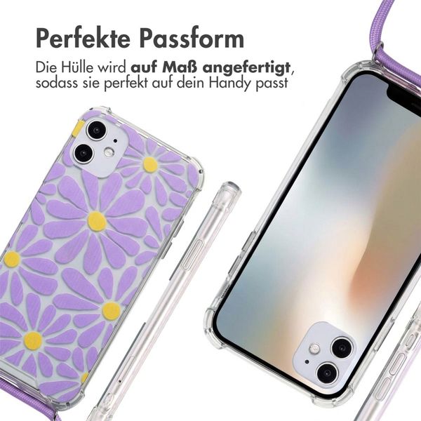 imoshion Design Hülle mit Band Apple iPhone 11 - Tropical Violet Flowers Connect