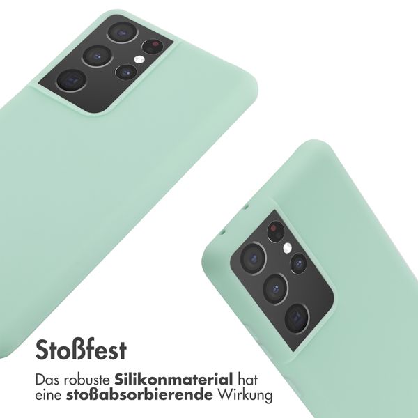 imoshion Silikonhülle mit Band für das Samsung Galaxy S21 Ultra - Mintgrün