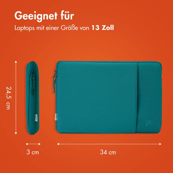 imoshion Laptop Hülle 13 Zoll - Laptop Sleeve mit Fach - Petrol Green