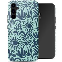 Selencia Vivid Tough Back Cover für das Samsung Galaxy A34 - Tropical Vibes Light Blue