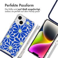 imoshion Design Hülle mit Band Apple iPhone 14 - Cobalt Blue Flowers Connect