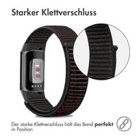 imoshion Nylonarmband für das Fitbit Charge 5 / Charge 6 - Größe L - Schwarz