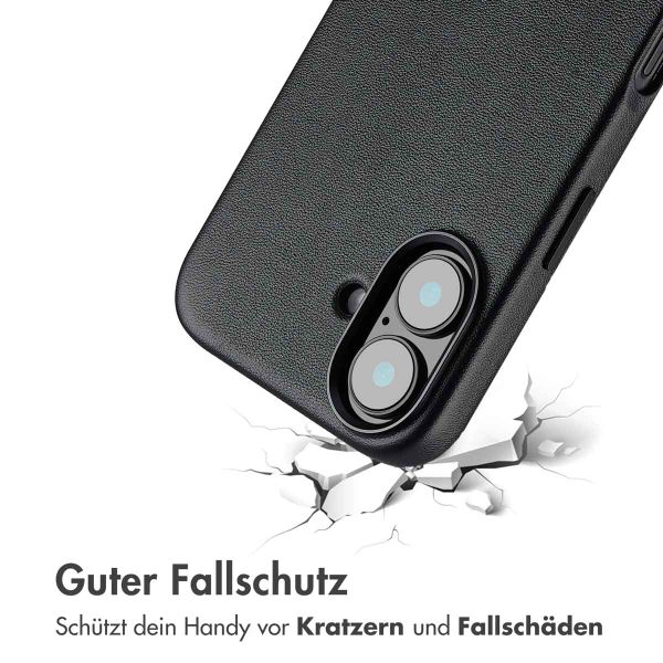 Accezz MagSafe Leather Backcover für das iPhone 16 - Onyx Black