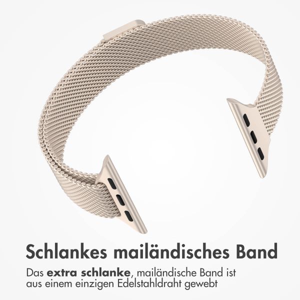 imoshion Mailandisches schlankes Armband für das  Apple Watch Series 1 t/m 9 / SE (38/40/41 mm) | Series 10 / 11 (42 mm) - Starlight
