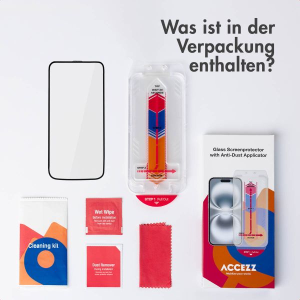 Accezz Gehärteter Glas-Schutz + Applikator Apple iPhone 17e / 16e / 14 / 13 / 13 Pro