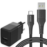 Accezz Wand-Ladegerät mit USB-C- auf USB-Kabel - Ladegerät - 20 Watt - 1 m - Schwarz