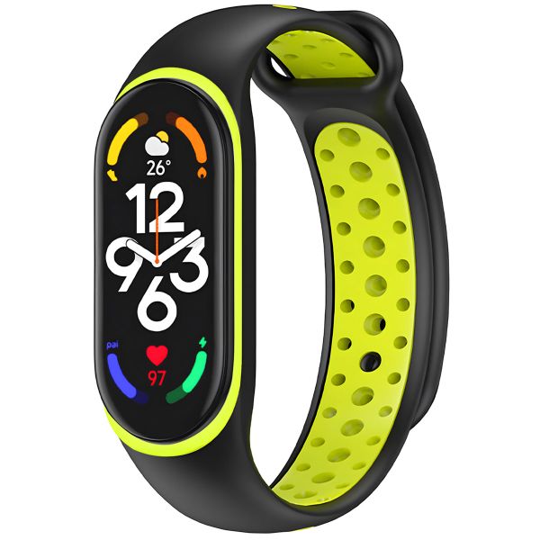 imoshion Silikonband Sport für das Xiaomi Mi Band 7 - Schwarz / Lime