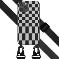 Selencia SilikonHülle design mit abnehmbarem Band Apple iPhone 12 (Pro) - Irregular Check Black